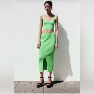 NWT ZARA RIB KNIT MIDI SKIRT